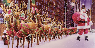 santa and reindeer